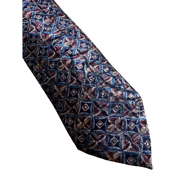 Vintage Wembley Blue Gold and Maroon Polyester Necktie - Picture 3 of 5